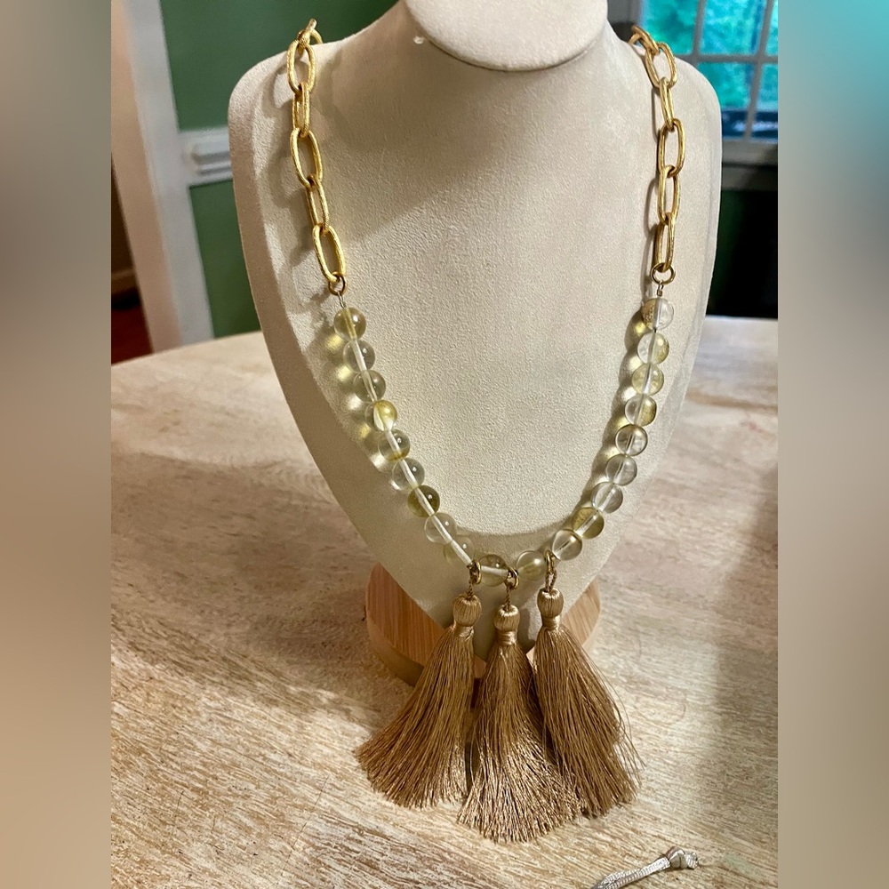 Gold and Brown Tassel Statement Necklace
